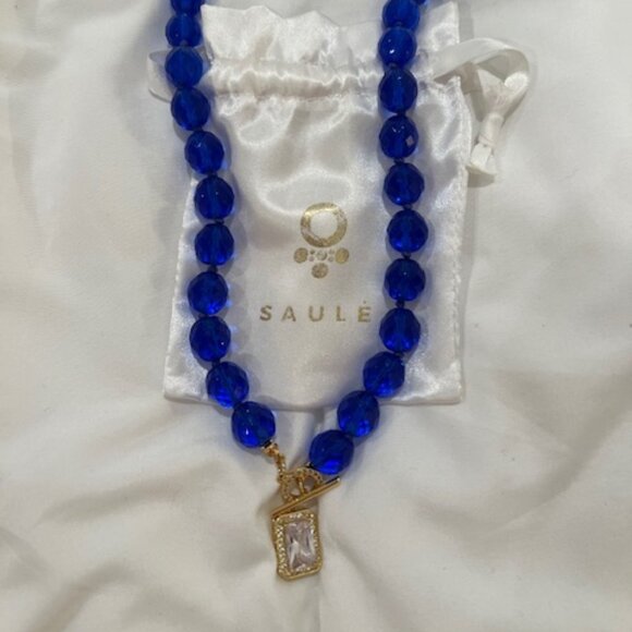 NWOT Saule Coblat Pendant Necklace w/Czech Glass Beads, Gold Clasp & Dustbag. - Picture 1 of 5